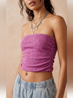 Free People Tube Top XL Strapless Ruched Pink